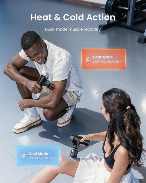 Mini Thermacool Massage Gun with Heat and Cold, Valentines Birthday Gifts for Women Mom, FSA Eligible HSA, Portable Deep Tissue Heated Relief, Travel Massage Gun with Carry Bag